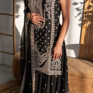Midnight Elegance Embroidered Punjabi Suit 1 Midnight Elegance Embroidered Punjabi Suit in Black