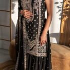 Midnight Elegance Embroidered Punjabi Suit in Black