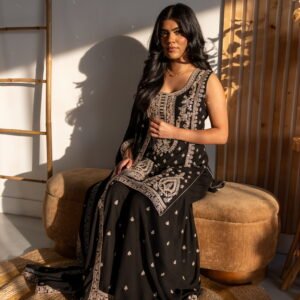 Midnight Elegance Embroidered Punjabi Suit