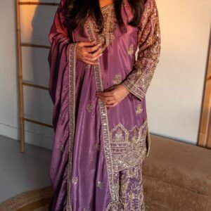 Royal Lavender Embroidered Punjabi Suit with Heavy Handwork Dupatta Royal Lavender Embroidered Punjabi Suit with Heavy Handwork Dupatta