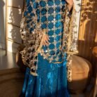 Royal Sapphire Punjabi Suit with Sharara with Mirror Net Dupatta