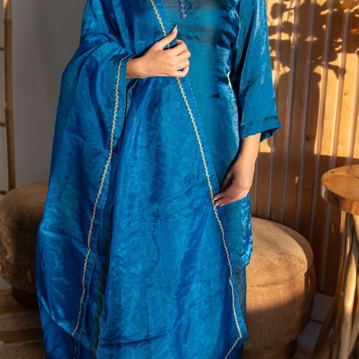Royal Sapphire Punjabi Suit with Sharara with Mirror Net Dupatta with Classic Blue Dupatta 1 Royal Sapphire Punjabi Suit with Sharara with Mirror Net Dupatta with Classic Blue Dupatta 1