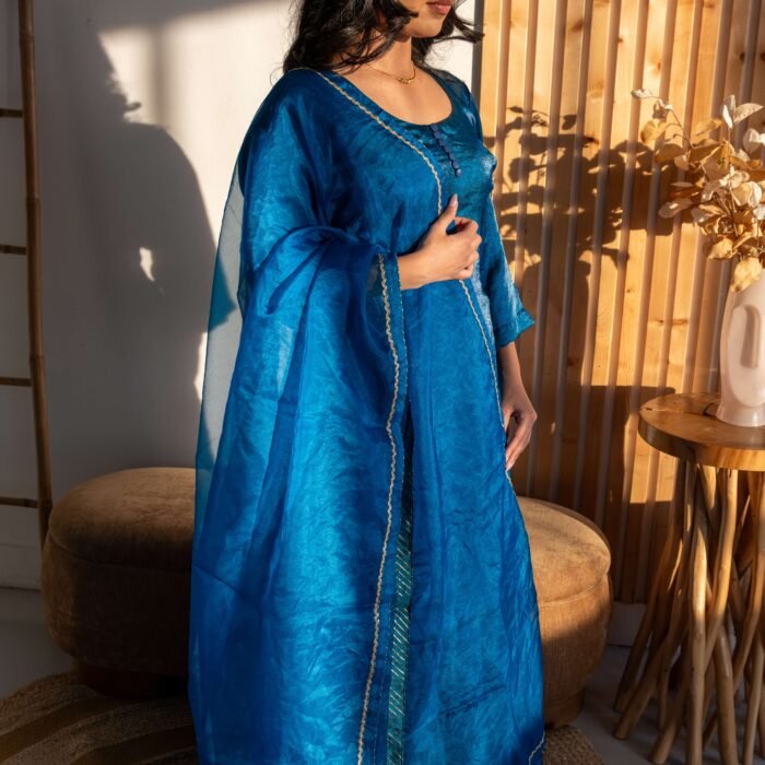 Royal Sapphire Punjabi Suit with Sharara with Mirror Net Dupatta with Classic Blue Dupatta Royal Sapphire Punjabi Suit with Sharara with Mirror Net Dupatta with Classic Blue Dupatta