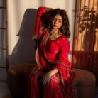 Ruby Red Embroidered Punjabi Suit with Heavy Gold Work & Elegant Dupatta